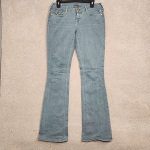 True Religion Brand Jeans Gray Low Rise Zip Fly Flared Denim Jeans Size 28